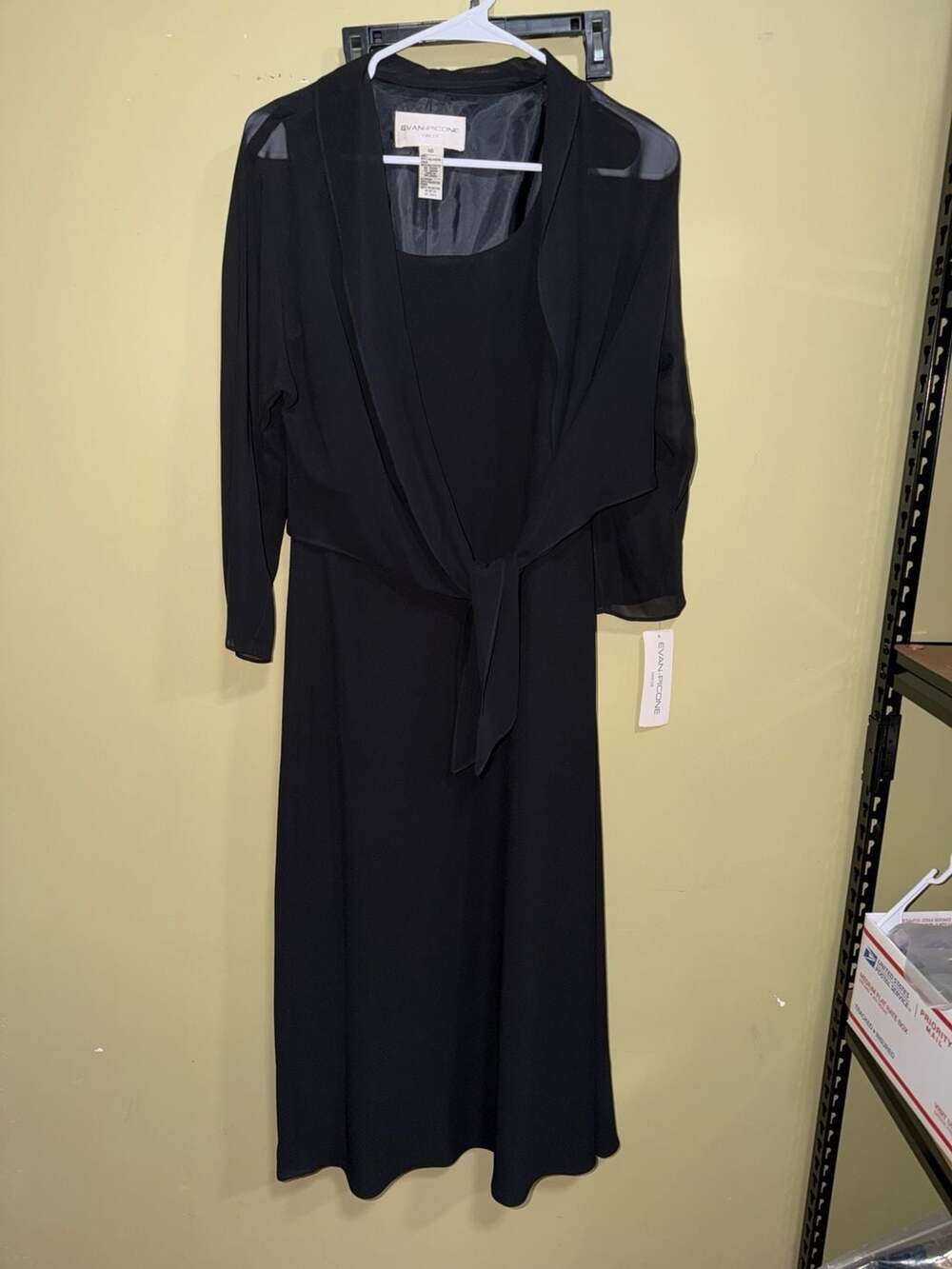 Evan Picone Black Long Sleeve Wrap Dress with Jacket